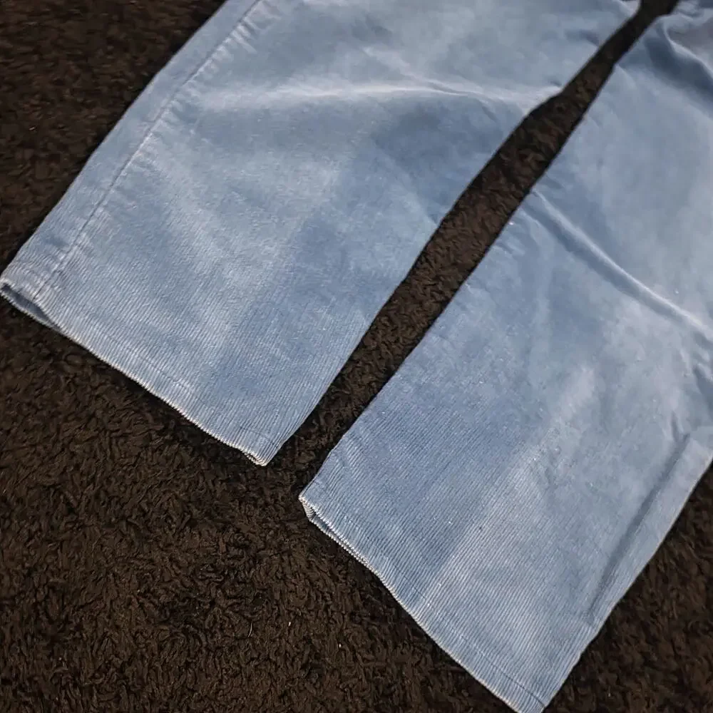 Rare Vintage 70 Sears Blue Pleated Tapered Corduroy High Rise Trousers Size 28